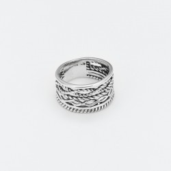 Bague large en Argent vieilli ROPE VINTAGE - Décor Cordes TAILLE 56