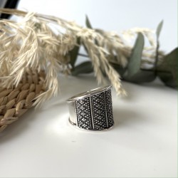 Bague large ethnique DOTTED VINTAGE - Décor pointillés TAILLE 54