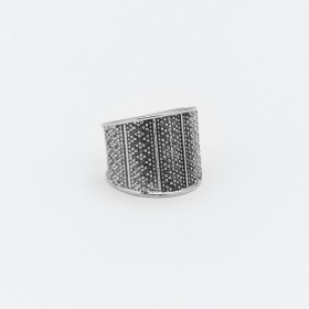 Bague large en Argent vieilli DOTTE VINTAGE - Décor lès en Pointillés - CANYON