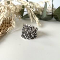 Bague large ethnique DOTTED VINTAGE - Décor pointillés TAILLE 54