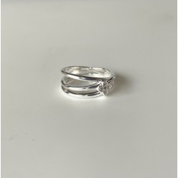 Bague large en Argent TREFLE - Anneau design & Trèfle zircons blancs - CANYON