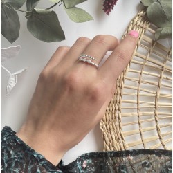 Bague fine ajustable Argent Mélina - Anneau ouvert & Zircons blancs TAILLE 60