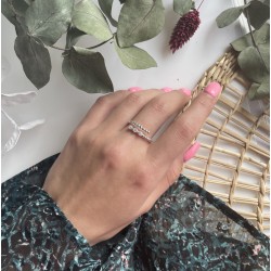 Bague fine ajustable Argent Mélina - Anneau ouvert & Zircons blancs TAILLE 60