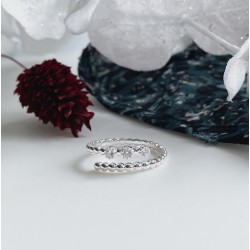 Bague fine ajustable Argent Mélina - Anneau ouvert & Zircons blancs TAILLE 60