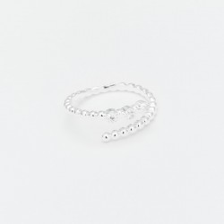 Bague fine ajustable Argent Mélina - Anneau ouvert & Zircons blancs TAILLE 60