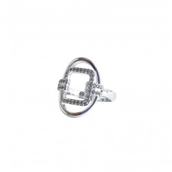 Bague en Argent - Décor ovale & Rectangle Zircons Canyon