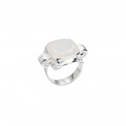 Bague large argent carrée RETRO - Anneau design & Pierre de Lune CANYON BIJOUX