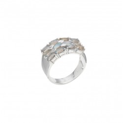 Bague large argent ANTIQUE Pavage rectangle - 12 Labradorites navettes CANYON BIJOUX