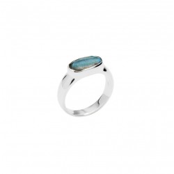 Bague argent - cabochon Labradorite ovale & horizontale CANYON