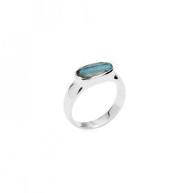 Bague argent - cabochon Labradorite ovale & horizontale CANYON