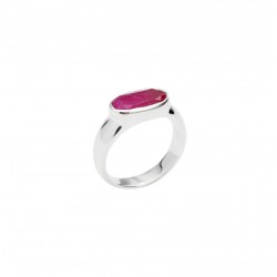 Bague argent - Cabochon Rubis Indien ovale & horizontale CANYON