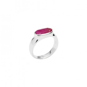 Bague argent - Cabochon Rubis Indien ovale & horizontale CANYON