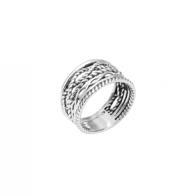 Bague large en Ethnique - Anneaux striés argent vieilli CANYON