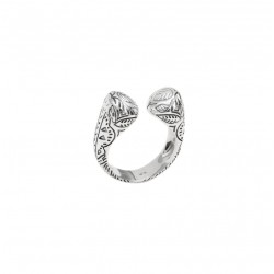 Bague Argent Ethnique Toi & Moi - Décor feuillages antiques CANYON