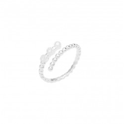 Bague fine ajustable Argent - Anneau ouvert mini boules & Zircons blancs CANYON