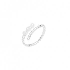 Bague fine ajustable Argent - Anneau ouvert mini boules & Zircons blancs CANYON
