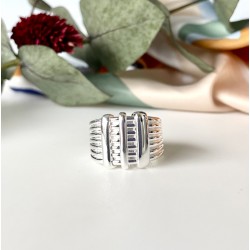 Bague large Argent lisse ARGO - Anneau ondulé & Baguettes designs TAILLE 58