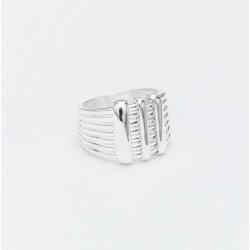 Bague large Argent lisse ARGO - Anneau ondulé & Baguettes designs TAILLE 56