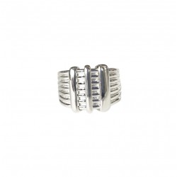 Bague large Argent lisse ARGO - Anneau ondulé & Baguettes designs TAILLE 56