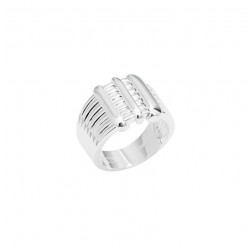 Bague large Argent lisse NEW-ART - Anneau ondulé & Baguettes designs CANYON