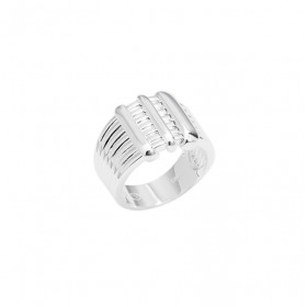 Bague large Argent lisse NEW-ART - Anneau ondulé & Baguettes designs CANYON