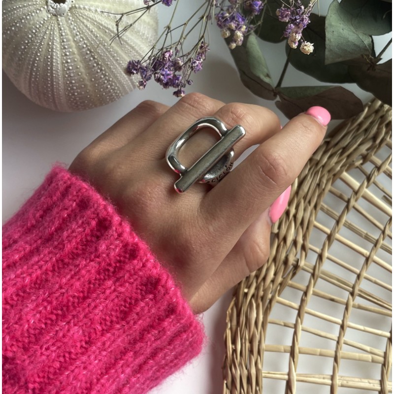 Bague large Argent - Anneaux stylisés Semainier - DIVA TAILLE 58