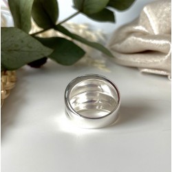 Bague large en Argent - Deux anneaux lisses bombés TAILLE 52