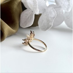 Bague fine plaqué or FLORENTINE - Anneau & Fleur Zircons blancs navettes TAILLE 58