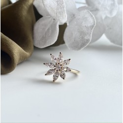 Bague fine plaqué or FLORENTINE - Anneau & Fleur Zircons blancs navettes TAILLE 58