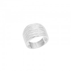 Bague large Argent lisse ARTY - Anneaux fins croisés striés CANYON