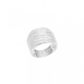 Bague large Argent lisse ARTY - Anneaux fins croisés striés CANYON