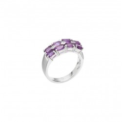Bague argent ANTIQUE Pavage rectangle - 8 Améthystes navettes CANYON