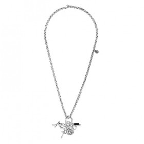 Collier sautoir UMA Métal - Chaîne fantaisie & Six médailles charms signé CICLON