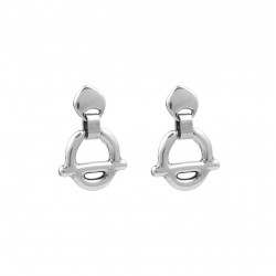 Boucles d'oreilles pendantes PURA Métal - Anneaux texturés en T signées Ciclon