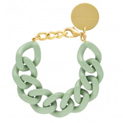 Bracelet FLAT CHAIN MINT Doré, Gros Maillons vert menthe - Vanessa Baroni