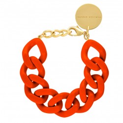 Bracelet FLAT CHAIN CORAL Doré, Gros Maillons corail - Vanessa Baroni