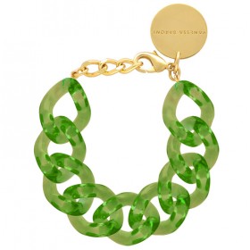 Bracelet FLAT CHAIN CLEAR GREEN Doré, Gros Maillons vert clair - Vanessa Baroni
