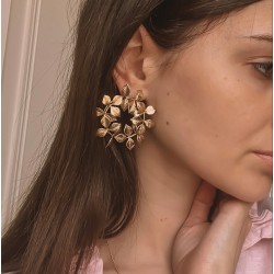 Boucles d'oreilles puces XL CESAR Or & Couronnes de feuilles