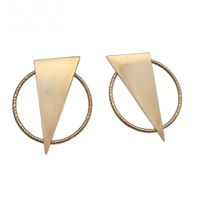 SUNSHINE Boucles d'oreilles poussoir XL Nacre dorée & bois - Collection