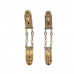 Boucles d'oreilles GRANDE CHARLES Or - Chaînes & Rectangles antiques FABIEN AZJENBERG