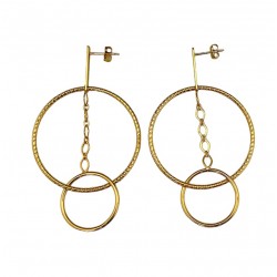 Boucles d'oreilles pendantes ARCHI Or - Anneaux ronds, barrette & Chaîne FABIEN AZJENBERG