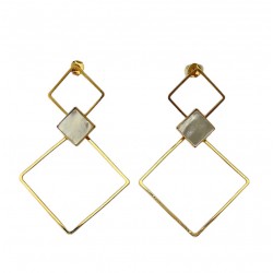 Boucles d'oreilles AZELIE CARRE - Anneaux & Nacres blanches