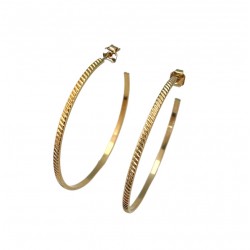 Boucles d'oreilles CREOLES Or - Anneaux ouverts striées, 4,5 cm FABIEN AJZENBERG