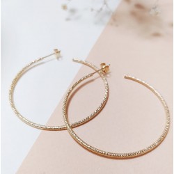 Boucles d'oreilles CREOLES Or - Anneaux ouverts ciselés, 4,5 cm - Fabien Ajzenberg