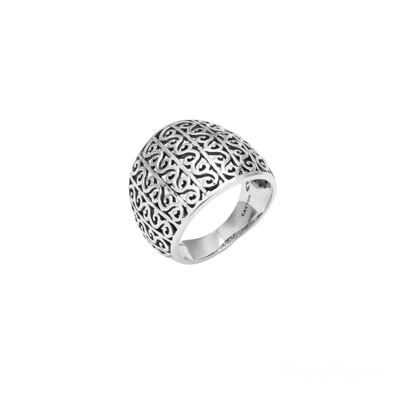 Bague large Ethnique argent vieilli RAISSA - Décor filigrané en volutes  - CANYON