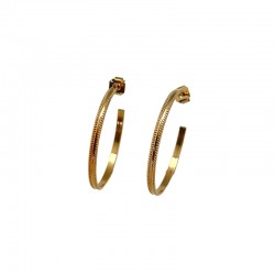Boucles d'oreilles CREOLES Or - Anneaux ouverts pointillés, 3 cm FABIEN AJZENBERG