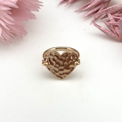 Bague plaqué or HEART - Anneau ouvert & Coeur martelé design TAILLE 54