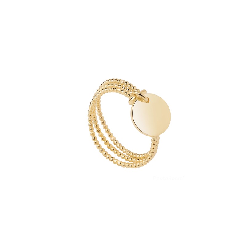 Bague Fine à Petites Boules En Plaqué Or Jaune, Taille 53 - Neuve