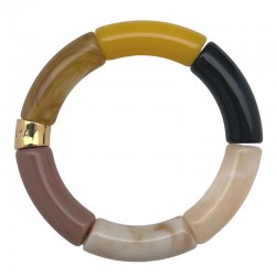 Bracelet jonc élastiqué PIPOCA PANTERA 1, jaune beige noir marron blanc -PARABAYA