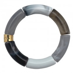 Bracelet jonc élastiqué ALAPI 3 - Taupe gris blanc & noir marbré PARABAYA